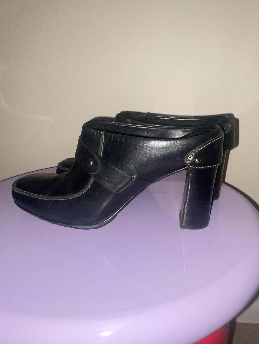 Cole Haan Black Leather Moccasin Heel Shoes